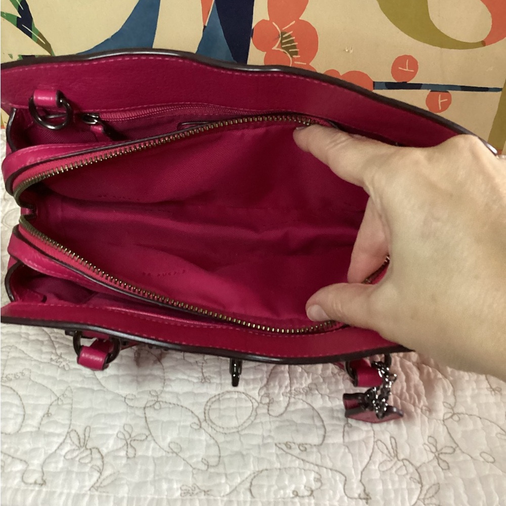 Coach Pink Willow Floral Mercer Satchel Leather w/ Crossbody - Picture 8 of 15